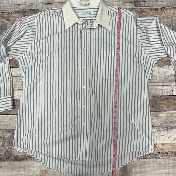 Vintage Van Heusen Men’s Striped Button Up Collared Long Sleeve Shirt Neck 17 XL - Picture 4 of 6